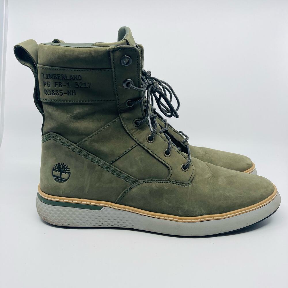 Timberland Military Boots Mens 11 Olive Green Cross Mark Utility Combat Leather